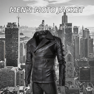 เสื้อแจ็คเก็ตมอเตอร์ไซค์หนังเทียมคุณภาพสูงสำหรับผู้ชาย แฟชั่นใหม่ ไซส์ใหญ่ สไตล์ลำลอง สำหรับฤดูหนาว พร้อมลายพิมพ์หน้าเสื้อแบบนูนลายหนังจระเข้ - Product Image 4