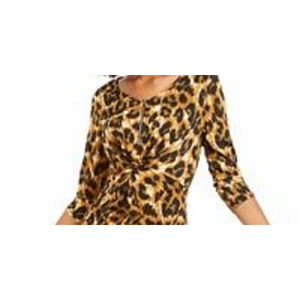 Abito Giallo da Donna NY Collection, Taglia Grande e Petite, Lavabile, con Collo a Zip Intrecciato e Vita Naturale, Design Stampato - Product Image 2