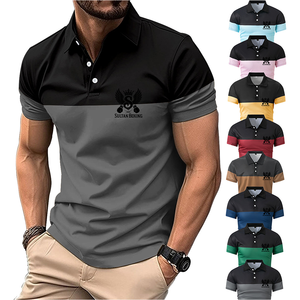 Gran oferta al por mayor, nueva camiseta POLO informal para hombre, camiseta con botones y cuello en V de negocios a la moda, camisetas de hombre a juego con colores - Product Image 2