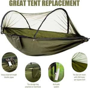 Hamac de voyage ultra-léger de 600 lb avec filet pop-up, 2 mousquetons de qualité supérieure et 2 sangles <span class=keywords><strong>d</strong></span>'arbre pour la randonnée et le camping - Product Image 5