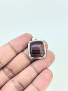 Vintage carré en forme de naturel oeil de tigre Cabochon pierre précieuse solide 925 en argent Sterling femmes mars pierre de naissance pendentifs à breloque - Product Image 2