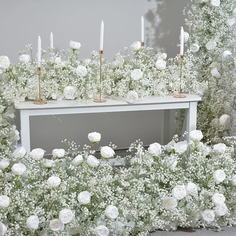 結婚式のアレンジメントの装飾のためのカスタマイズされた白い赤ちゃんの呼吸とバラの花のボールの結婚式のアーチ造花