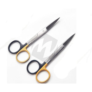 Tijeras de disección operativas de acero inoxidable de alta calidad, instrumentos médicos manuales de potencia con revestimiento negro dorado curvo recto - Product Image 2