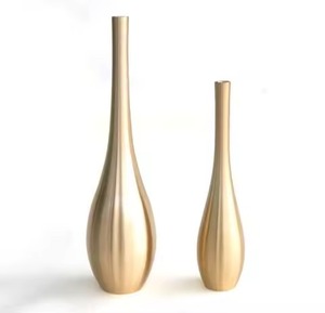 Pote de Metal con textura dorada, diseño Floral, acento de exhibición para la decoración del hogar, elegante sala de estar y comedor, centro de mesa - Product Image 5