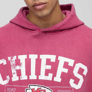 Nuevo logotipo personalizado Último diseño Servicio OEM Moda Impreso Oversized Pink Washed Hoodie Sudaderas con capucha para hombres Algodón sostenible mezclado - Product Image 5