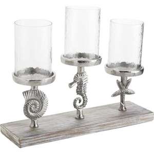 Bougeoir en aluminium fabriqué à la main finition argentée pièce maîtresse parfaite pour table à manger salon et fêtes - Product Image 1