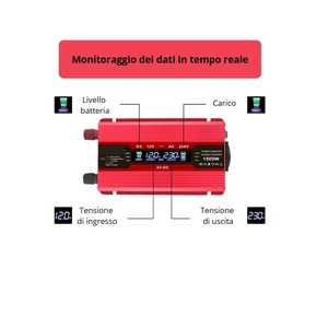 อินเวอร์เตอร์อัตโนมัติ 12V เป็น 230V 650W (1500W พีค) พร้อมหน้าจอ LCD พอร์ต USB 2 ช่อง ปลั๊ก EU พัดลมในตัว แปลงแรงดันไฟฟ้าอัตโนมัติ - Product Image 3