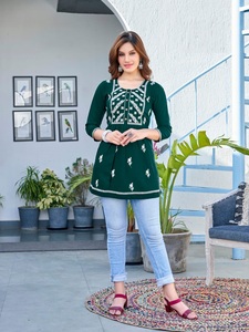 Nueva colección de Parte superior corta bordada de rayón pesado, estampado Digital Floral de algodón elegante, método de tejido de cintura Natural - Product Image 6