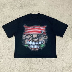 เสื้อยืดโอเวอร์ไซส์ผ้าฝ้าย400 280ครอปของผู้ชายพิมพ์ลายดีทีจีโอเวอร์ไซส์ - Product Image 4