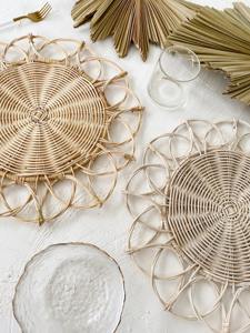 Flower Rattan Placemat Eco friendly products Made in Vietnam Placemat <b>Table</b> decoration Wholesale - Product Image 2