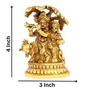 Laiton poli Radha Krishna arbre idole Murti avec Statue de vache religieux maison article décoratif Style d'arbre Kalpvariksha - Product Image 3