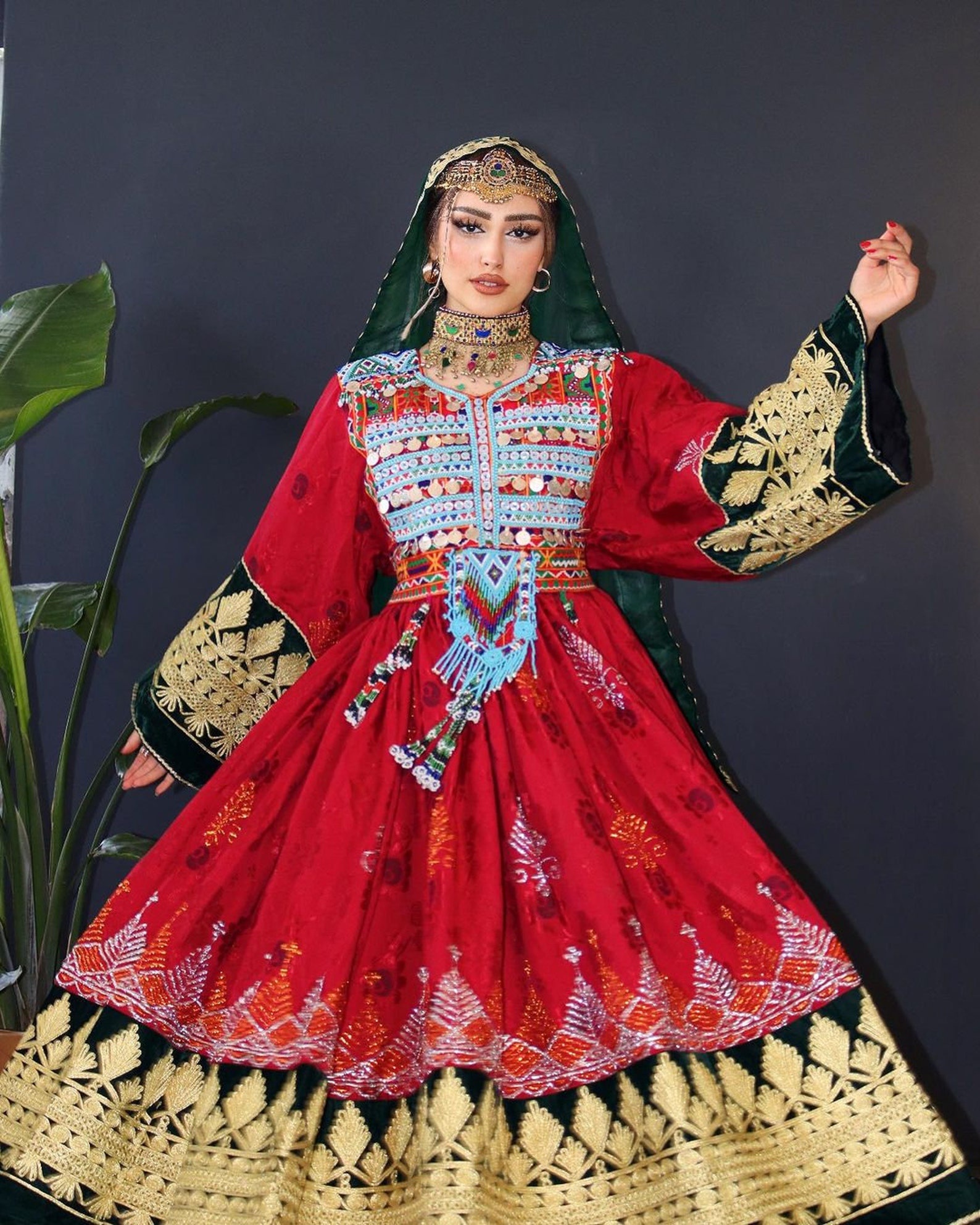 Custom Made Afghan Kuchi Dress - Hand Embroidered Bridal Style, Knee-Length Women Party Dress for Summer Weddings Custom Made Afghan Kuchi Dress - Hand Embroidered Bridal Style, Knee-Length Women Party Dress for Summer Weddings