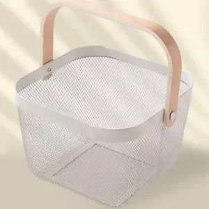 Organizador de cestas de metal apilable de alta calidad con asas para exhibición minorista y supermercado de proveedor indio - Product Image 5