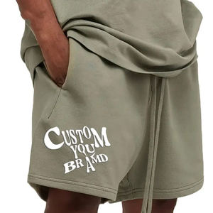 Pantalones cortos de algodón de cintura media para hombre con logotipo personalizado OEM, pantalones de chándal transpirables de secado rápido para gimnasio, Jogger elástico para correr - Product Image 2