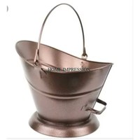 Meilleure vente seau à charbon en métal avec ombre antique en cuivre seau de stockage de charbon avec poignée de tige foyers accessoires articles fournitures
