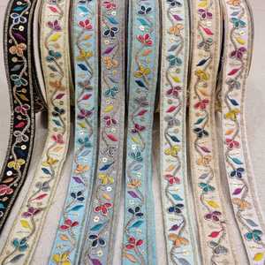 Cintas y cordones bordados a máquina por encargo en cuatro colores 2 pulgadas de ancho Varios diseños para vestidos de novia - Product Image 5