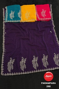 Todo bordado cuentas trabajo Fendy LightDesigner elegante fiesta desgaste Sari para mujeres hecho a mano detalle luz Georgette seda - Product Image 5