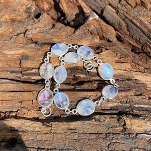 Bracelet en pierre de lune arc-en-ciel, bijoux en argent sterling 925 pour femmes, pierre précieuse naturelle faite à la main, cadeau - Product Image 3