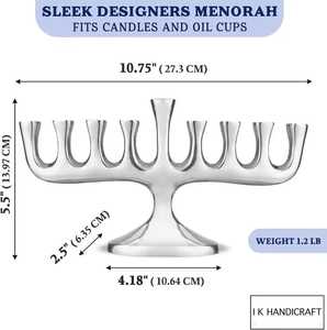 Bougeoirs Menorah au design personnalisé SH, élégants pots en métal argenté, prix de gros bas pour les coupes à huile de Noël - Product Image 4