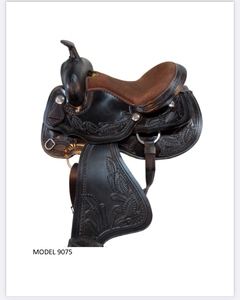 Selle de cheval en cuir western anglaise personnalisable, tête de selle, collier de poitrail, fabriquée à la main pour la randonnée, les courses de barils, le roping, le reinage - Product Image 3