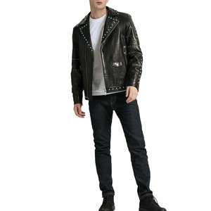 แจ็กเก็ตหนังแฟชั่นไฮสตรีทสำหรับผู้ชายใหม่2023ใหม่แจ็กเก็ตหนังแท้ขนาดใหญ่พิเศษดีไซน์ตามสั่งสำหรับฤดูหนาว - Product Image 2