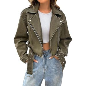 1. Chaqueta de Motociclista de Cuero de Oveja Genuino para Mujer, Estilo Motero Ajustado, Prenda Exterior de Cuero Real de Primera Calidad - Product Image 4