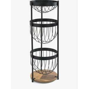 Expensive 2-Tier Iron Wire <b>Storage</b> Basket Custom Shaped Metal Fruit & <b>Vegetable</b> <b>Rack</b> with Dark Gray Finished Handmade Bulk - Product Image 3