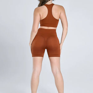 Ensemble de sport deux pièces pour femme 2026 de haute qualité : soutien-gorge et short en Spandex/Coton, séchage rapide, respirant, personnalisable, prix abordable - Product Image 2