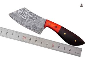 Cuchillo desollador de acero damasco hecho a mano personalizado con mango de madera y hermosa Funda de cuero - Product Image 2