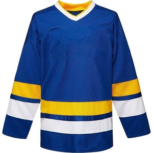 Nouvel arrivage de maillot de hockey sur glace personnalisé de dernière conception maillot de hockey vierge respirant de couleur bleue brodé par sublimation uniforme - Product Image 1