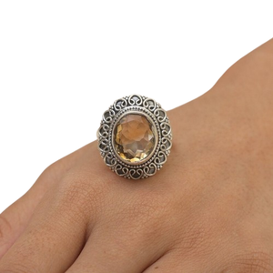 Handmade Silver Boho Style <b>Ring</b> Jewelry 925 Sterling Silver <b>Citrine</b> Gemstone Trending <b>Ring</b> Jewelry for Women Gift for Her - Product Image 1