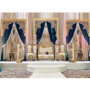 Décoration de scène musulmane Walima Mehraab Réception de mariage arabe Scène de nuit Décoration de scène de mariage asiatique glamour - Product Image 1