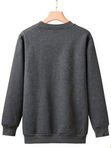 Unisex Oversized Crew Neck Fleece Sweatshirt Solid Color Regular Fit Winter Casual Pullover Anti-Pilling Knitted Cotton Lined - Product Image 2