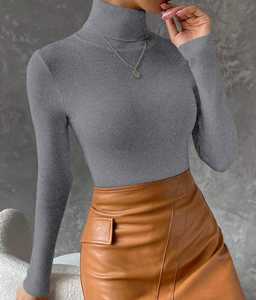 Pull à col roulé pour femmes, taille unique, hauts pour femmes, pulls à col haut pour filles, pull-over côtelé en coton, chandails pour femmes - Product Image 1