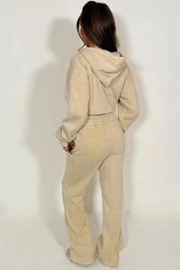 Custom Wholesale Women <b>Cropped</b> Hoodie <b>Jogger</b> Set High Waist Two Piece Lounge Wear Casual Fleece Tracksuit - Product Image 5