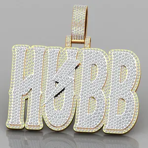 Pass Diamond Tester Vvs Moissanite Icy Letter HUBB Necklace High Quality 925 Sterling Silver Initial Letter Name Pendants