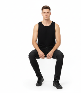 Apex Comfort Black Cotton <b>Vest</b> for <b>Men</b> Sleeveless Breathable Stretch Fabric Structured for Everyday Strength Comfort - Product Image 2