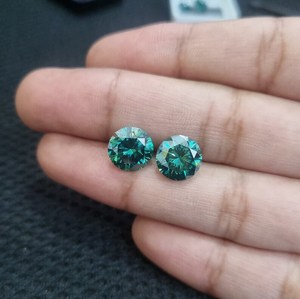 Diamante de moissanita de forma redonda verde de 10 MM, fabricación de diamantes facetados de moissanita verde para pendientes y joyería personalizada - Product Image 2
