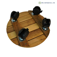Support de plantes en bois d'acacia écologique, durable et léger, de 12 pouces, à roulettes, carré, traditionnel, minimaliste, capacité de 80 kg, pour la maison et le jardin