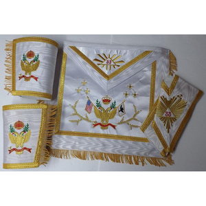 Broderie à la main maçonnique Lodge Master Mason Tabliers Maçonnique Artisanat Regalia Master Mason Tablier Noir - Product Image 6