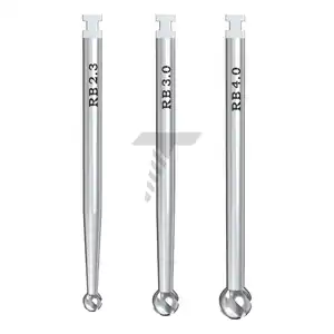 Round Ball Burs made of Stainless Steel, manufactured in Israel, Diameters: 02.3mm, 03.0mm, 04.0mm