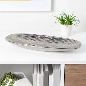 Plateau en céramique fait main de luxe, finition brillante, décoration d'intérieur élégante, texture argentée plaquée, écologique, style américain, sans danger pour les plantes, exportation - Product Image 1