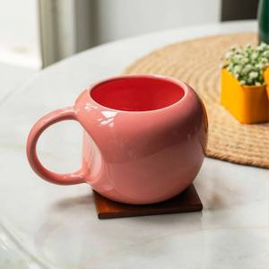 Tasse à café en céramique brune Top vente ensemble de serveur de salade en bois et en résine et ustensile articles faits à la main - Product Image 6