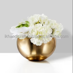 แจกันสแตนเลสสตีลหรูหราทันสมัยสไตล์ดอกไม้ลูกบอลโลหะสีทองงานฝีมือที่กำลังมาแรงสำหรับงานแต่งงานโรงแรมอลูมิเนียม - Product Image 6