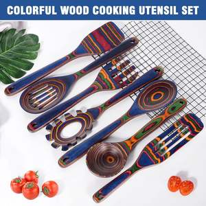 Juego de Utensilios de Cocina de Madera de Pakka Ecológicos, Espátulas, Cucharas, Cucharones, Espátula para Servir, Diseño Moderno, Mango Largo - Product Image 4