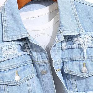 Veste en jean d'hiver en coton bleu pour hommes grande taille sur mesure veste en jean longue et extensible pour hommes - Product Image 4