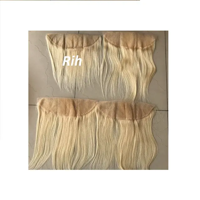 Extensiones de cabello humano Natural malayo, mechones con cierre Frontal de encaje 13x4, 613 unidades