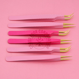 Pinzas Profesionales Premium para Extensión de Pestañas con Punta de Fibra, Volumen 45 y 90 Grados, Forma de C, Punta Afilada para Aislamiento, Antideslizantes - Product Image 1