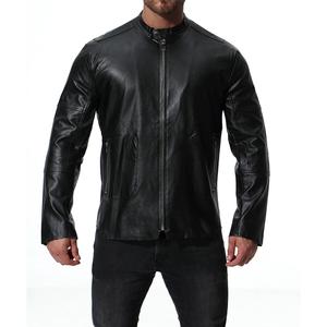 Veste en cuir décontractée vintage pour homme, style motard, coupe ample, hiver, col montant, teinture unie, service OEM ODM - Product Image 6
