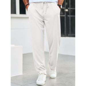 <b>Men's</b> Casual 100% Cotton Pants Drawstring Elastic Waist Ribbed Sweatpants Straight Leg <b>Loose</b> Fit <b>Trousers</b> Customized - Product Image 4